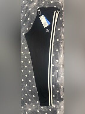 adidas Black Leggings with White 3-Stripe Side
